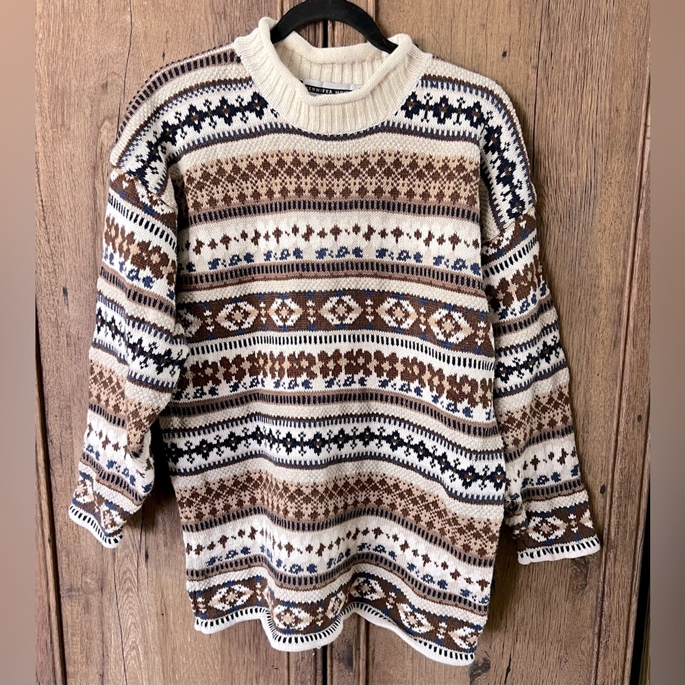 Vintage Jennifer Moore Women’s Cotton Blend Mock Neck Sweater Size Large